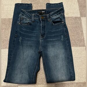 Fashion Nova Mid Rise Blue Skinny Jeans